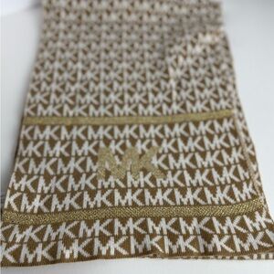 Michael Kors Tan and White Patterned Scarf